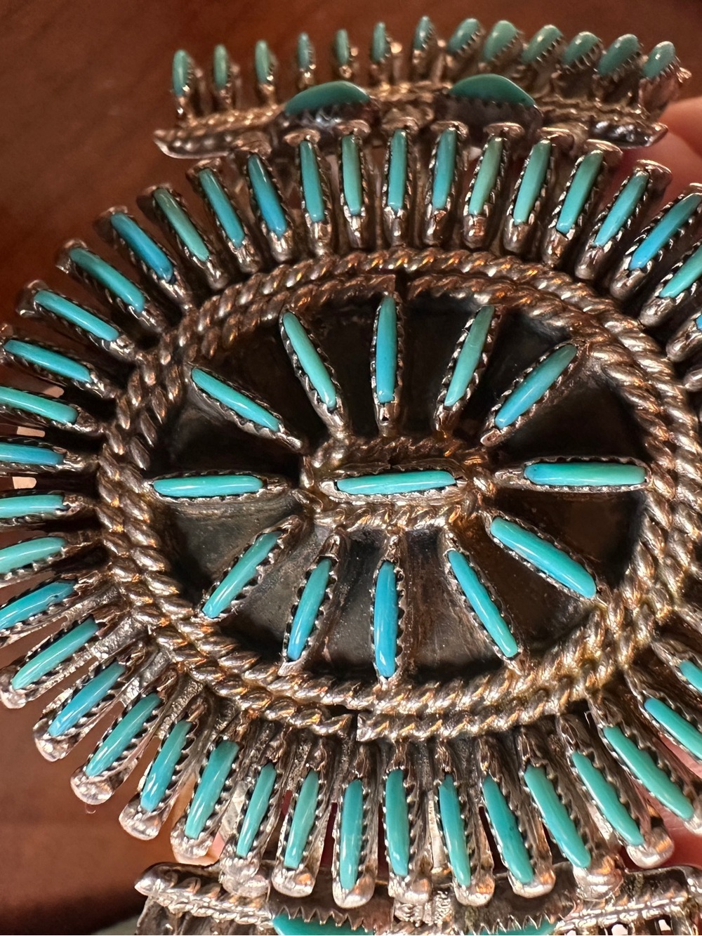 Sterling Silver Turquoise Needlepoint Cuff - Picture 7 of 14
